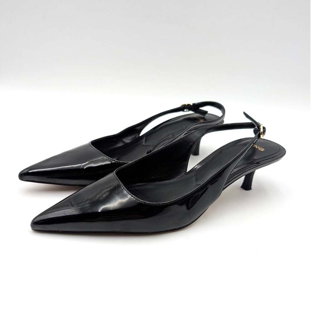 Mango Mona Slingback Kitten Heel Pump Women's Pointed Toe Black Size US7.5 EU38